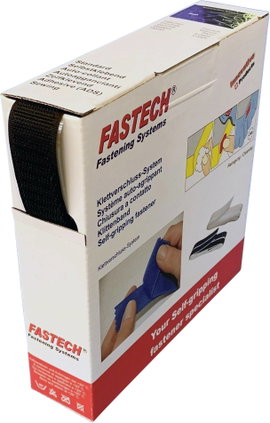 Tépőzár Felragasztható Horgos fél (H x Sz) 10 m x 25 mm Fekete Fastech B25-SKL01999910 10 m
