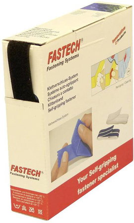 Tépőzár Felragasztható Bolyhos fél (H x Sz) 10 m x 25 mm Fekete Fastech B25-SKL02999910 10 m