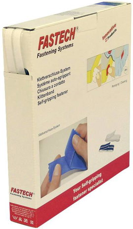 Tépőzár Felragasztható Bolyhos és horgos fél (H x Sz) 25 m x 10 mm Fehér Fastech B10-SKL000025 25 m