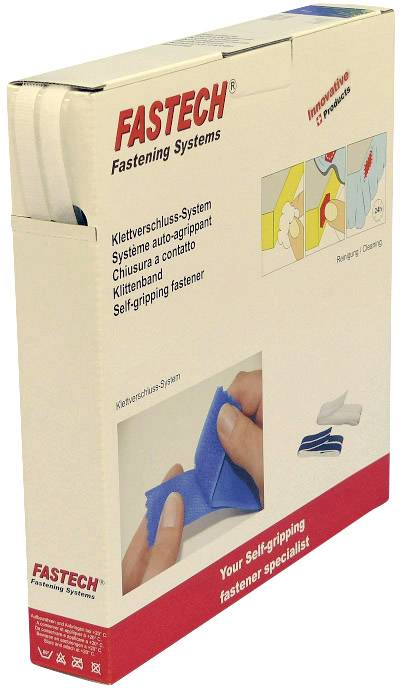 Tépőzár Felragasztható Bolyhos és horgos fél (H x Sz) 25 m x 10 mm Fehér Fastech B10-SKL000025 25 m