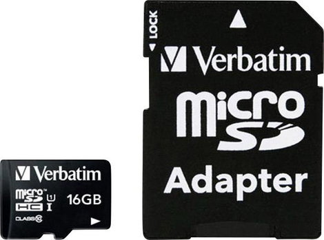 mikro SDHC kártya 16 GB Verbatim MICRO SDHC 16GB CL 10 ADAP Class 10 SD adapterrel