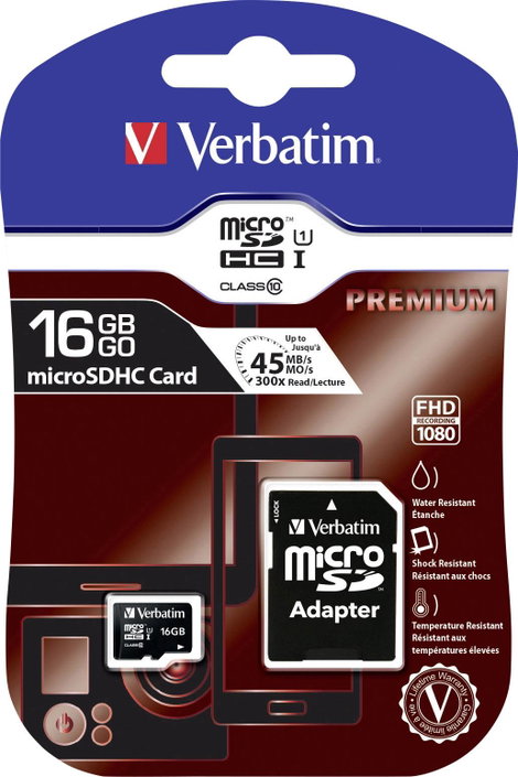 mikro SDHC kártya 16 GB Verbatim MICRO SDHC 16GB CL 10 ADAP Class 10 SD adapterrel 2. kép