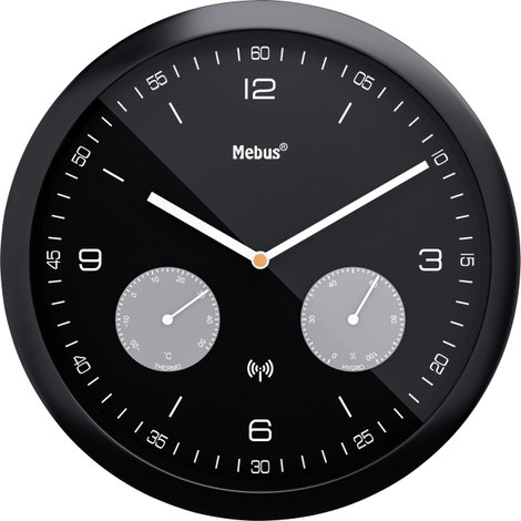 Mebus 52825 Rádiójel vezérlésű Falióra 260 mm x 42 mm Fekete