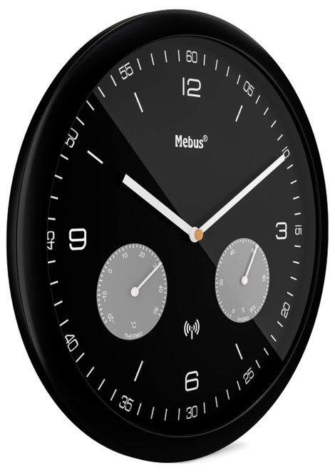 Mebus 52825 Rádiójel vezérlésű Falióra 260 mm x 42 mm Fekete 2. kép