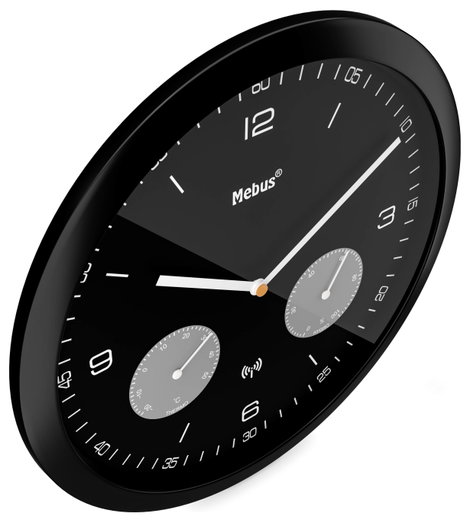 Mebus 52825 Rádiójel vezérlésű Falióra 260 mm x 42 mm Fekete 3. kép