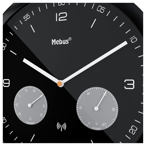 Mebus 52825 Rádiójel vezérlésű Falióra 260 mm x 42 mm Fekete 4. kép