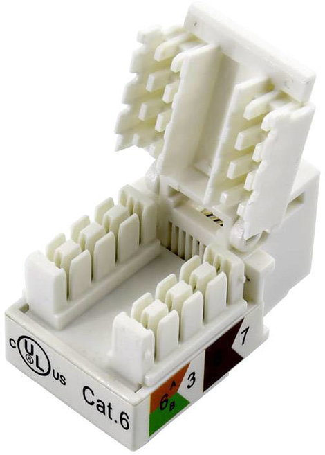 RJ45 csatlakozó aljzat, 8P8C, egyenes, CAT6, fehér, TRU COMPONENTS 1515275 2. kép