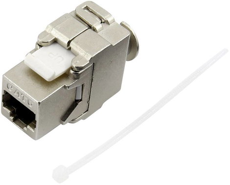 RJ45 csatlakozó aljzat, CAT6, egyenes, fém, TRU COMPONENTS 1515270
