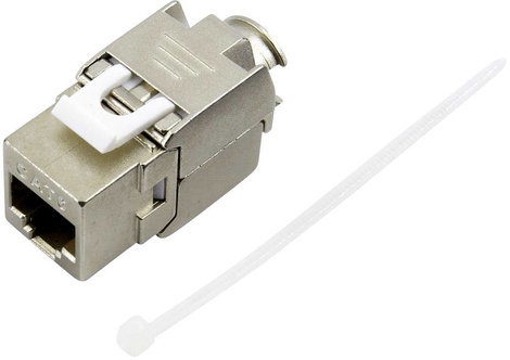RJ45 csatlakozó aljzat, CAT6a, egyenes, fém, TRU COMPONENTS 1515266