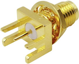 Beépíthető SMA aljzat, függőleges 50 Ω, TRU COMPONENTS 1493160