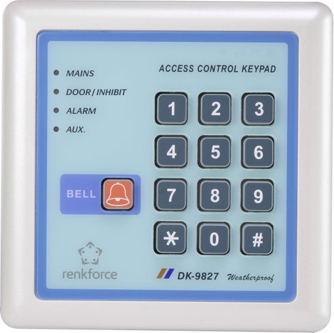 Kódzár, süllyeszett, megvilágított billentyűzet, IP65, Renkforce 1582598 2. kép