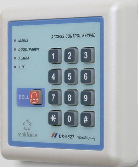 Kódzár, süllyeszett, megvilágított billentyűzet, IP65, Renkforce 1582598 4. kép