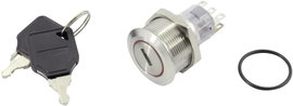 Kulcsos kapcsoló 250 V 5 A 2 x KI/BE/BE 2 x 45 ° IP65, TRU COMPONENTS TC-GQ22-A-22Y/31/S203 IP40
