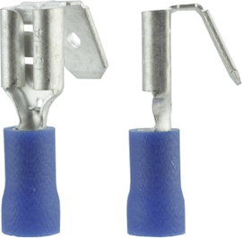 Lapos csúszósaru hüvely, elosztós, 6,3 x 0,8 mm, részlegesen szigetelt, kék, Vogt Verbindungstechnik