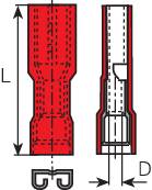 Lapos csúszósaru hüvely 6,3 x 0,8 mm, szigetelt, piros, Vogt Verbindungstechnik 3944S 2. kép