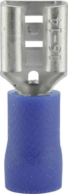 Lapos csúszósaru hüvely 6,3 x 0,8 mm, részlegesen szigetelt, kék, Vogt Verbindungstechnik 3906S