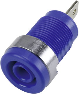 Beépíthető, biztonsági banán aljzat, Ø 4 mm, kék, TRU COMPONENTS