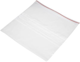 Simítózáras tasak feliratozó csíkkal (Sz x Ma) 300 mm x 300 mm Átlátszó Polietilén