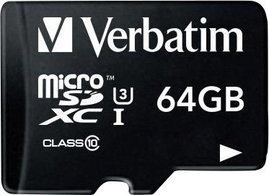 mikro SDXC kártya 64 GB Verbatim PRO Class 10, UHS-I, UHS-Class 3 SD adapterrel