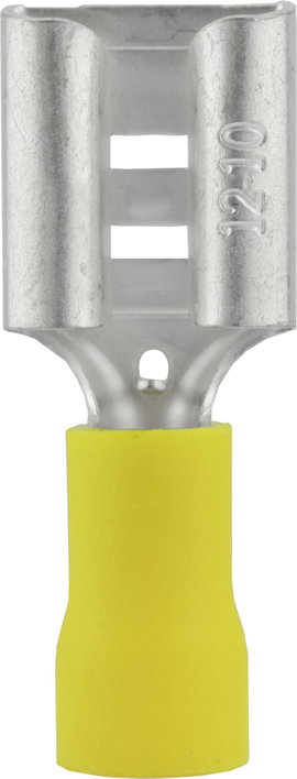 Lapos csúszósaru hüvely 9,5 x 1,2 mm, részlegesen szigetelt, sárga, Vogt Verbindungstechnik 3914S