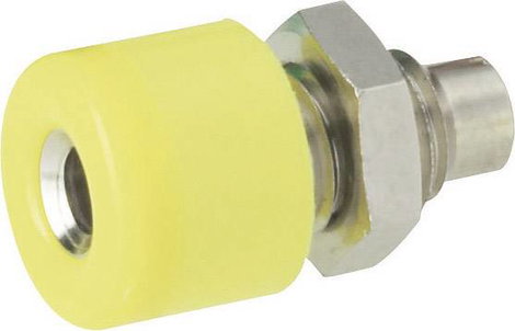 Beépíthető banánhüvely 2,6mm sárga