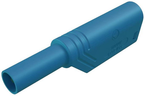 Hirschmann csavaros biztonsági lamellás banándugó, egyenes, Ø 4 mm, 24A, kék, LAS S WS SKS