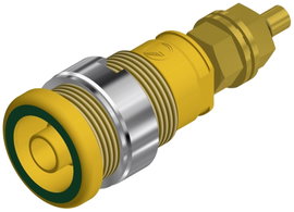 Beépíthető biztonsági banánhüvely 4mm sárga/zöld