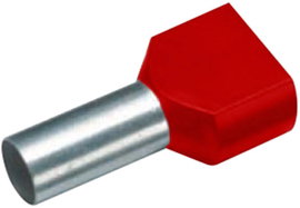 Cimco DIN 46228 Szigetelt iker érvéghüvely piros színben 2 x 1.5 mm² x 8 mm