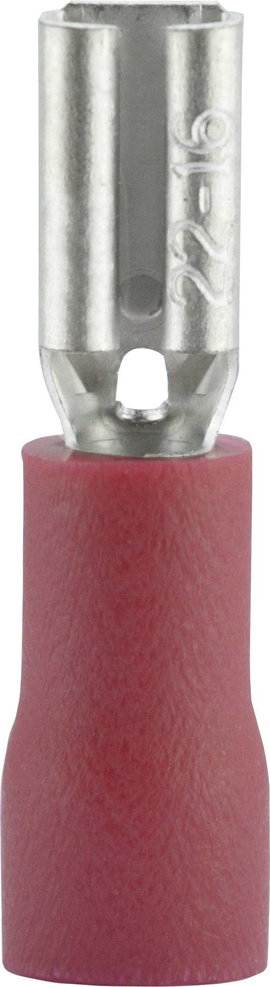 Lapos csúszósaru hüvely 2,8 x 0,5 mm, részlegesen szigetelt, piros, Vogt Verbindungstechnik 390005S