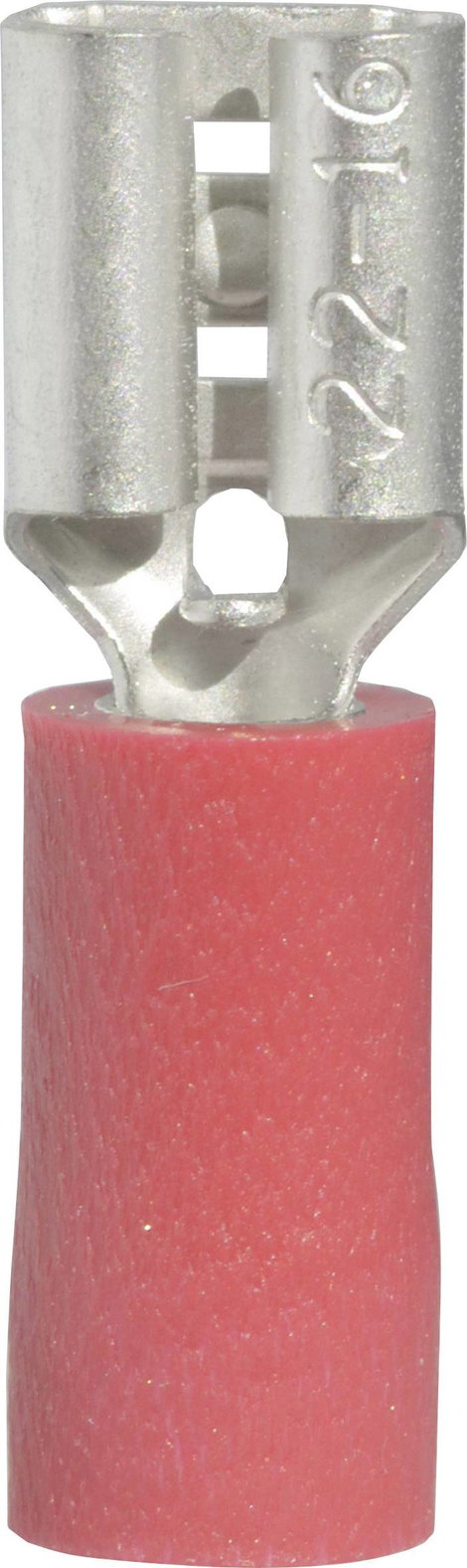 Lapos csúszósaru hüvely 4,8 x 0,8 mm, részlegesen szigetelt, piros, Vogt Verbindungstechnik 3901S