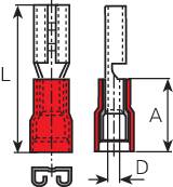 Lapos csúszósaru hüvely 4,8 x 0,8 mm, részlegesen szigetelt, piros, Vogt Verbindungstechnik 3901S 2. kép