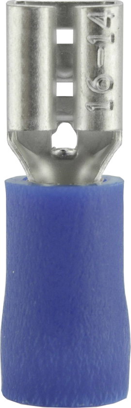 Lapos csúszósaru hüvely 4,8 x 0,8 mm, részlegesen szigetelt, kék, Vogt Verbindungstechnik 3904S