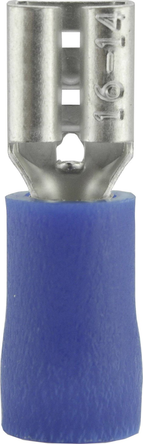 Lapos csúszósaru hüvely 4,8 x 0,8 mm, részlegesen szigetelt, kék, Vogt Verbindungstechnik 3904S
