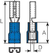 Lapos csúszósaru hüvely 4,8 x 0,8 mm, részlegesen szigetelt, kék, Vogt Verbindungstechnik 3904S 2. kép