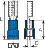 Lapos csúszósaru hüvely 4,8 x 0,8 mm, részlegesen szigetelt, kék, Vogt Verbindungstechnik 3904S 2. bélyegkép