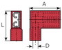 Lapos csúszósaru hüvely 6,3 x 0,8 mm 90°, szigetelt, piros, Vogt Verbindungstechnik 3937S 2. bélyegkép