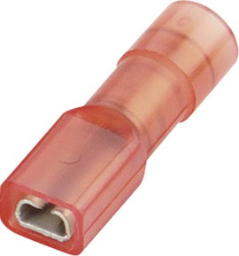 Lapos csúszósaru hüvely 2,8 x 0,5 mm, szigetelt, piros, Vogt Verbindungstechnik 396005