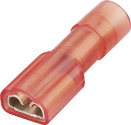 Lapos csúszósaru hüvely 4,8 x 0,5 mm, szigetelt, piros, Vogt Verbindungstechnik 396405