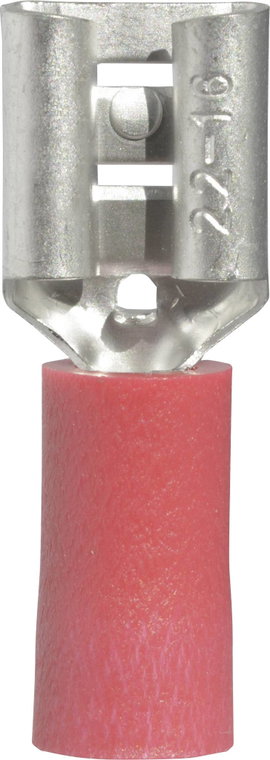 Lapos csúszósaru hüvely, elosztós, 6,3 x 0,8 mm, részlegesen szigetelt, piros, Vogt Verbindungstechn