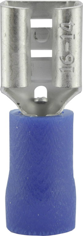 Lapos csúszósaru hüvely 6,3 x 0,8 mm, részlegesen szigetelt, kék, Vogt Verbindungstechnik 3906