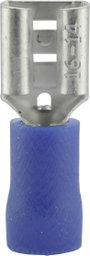 Lapos csúszósaru hüvely 6,3 x 0,8 mm, részlegesen szigetelt, kék, Vogt Verbindungstechnik 3906 bélyegkép