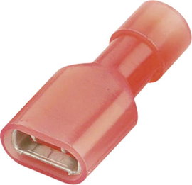 Lapos csúszósaru hüvely 6,3 x 0,8 mm, szigetelt, piros, Vogt Verbindungstechnik 3963
