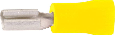 Lapos csúszósaru hüvely 2,8 x 0,5 mm, részlegesen szigetelt, sárga, Vogt Verbindungstechnik 389805
