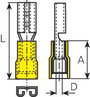 Lapos csúszósaru hüvely 2,8 x 0,5 mm, részlegesen szigetelt, sárga, Vogt Verbindungstechnik 389805 2. bélyegkép