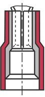 Lapos csúszósaru hüvely 2,8 x 0,5 mm, részlegesen szigetelt, piros, Vogt Verbindungstechnik 390005 2. bélyegkép