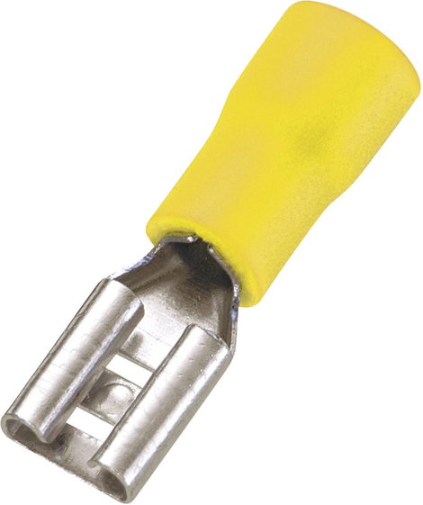Lapos csúszósaru hüvely 6,3 x 0,8 mm, részlegesen szigetelt, sárga, Vogt Verbindungstechnik 3907