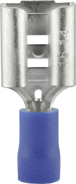 Lapos csúszósaru hüvely 9,5 x 1,2 mm, részlegesen szigetelt, kék, Vogt Verbindungstechnik 3919