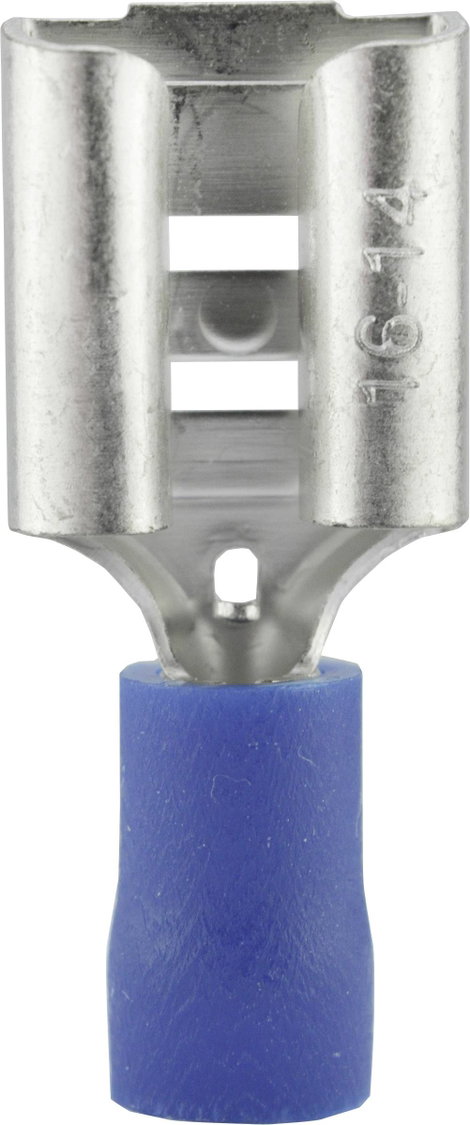 Lapos csúszósaru hüvely 9,5 x 1,2 mm, részlegesen szigetelt, kék, Vogt Verbindungstechnik 3919