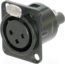 Neutrik XLR beépíthető peremes hüvely, 3 pól., NC3FD-S-B-1