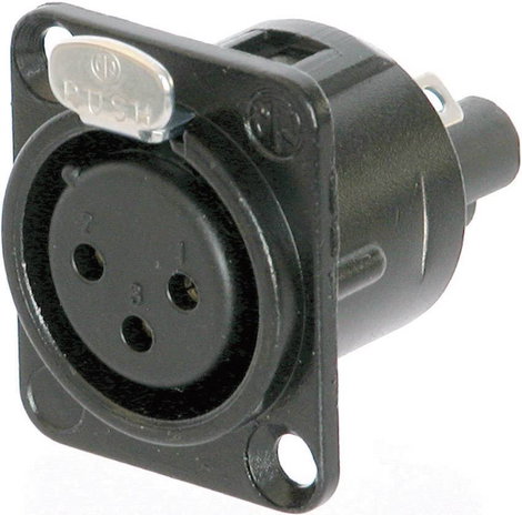 Neutrik XLR beépíthető peremes hüvely, 3 pól., NC3FD-S-B-1